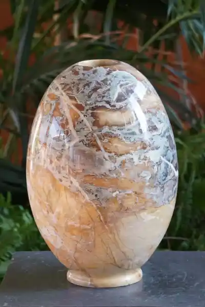Vaso da tavolo in pietra naturale per fiori secchi con splendidi giochi di colore – ø ca. 22 cm x altezza ca. 32 cm