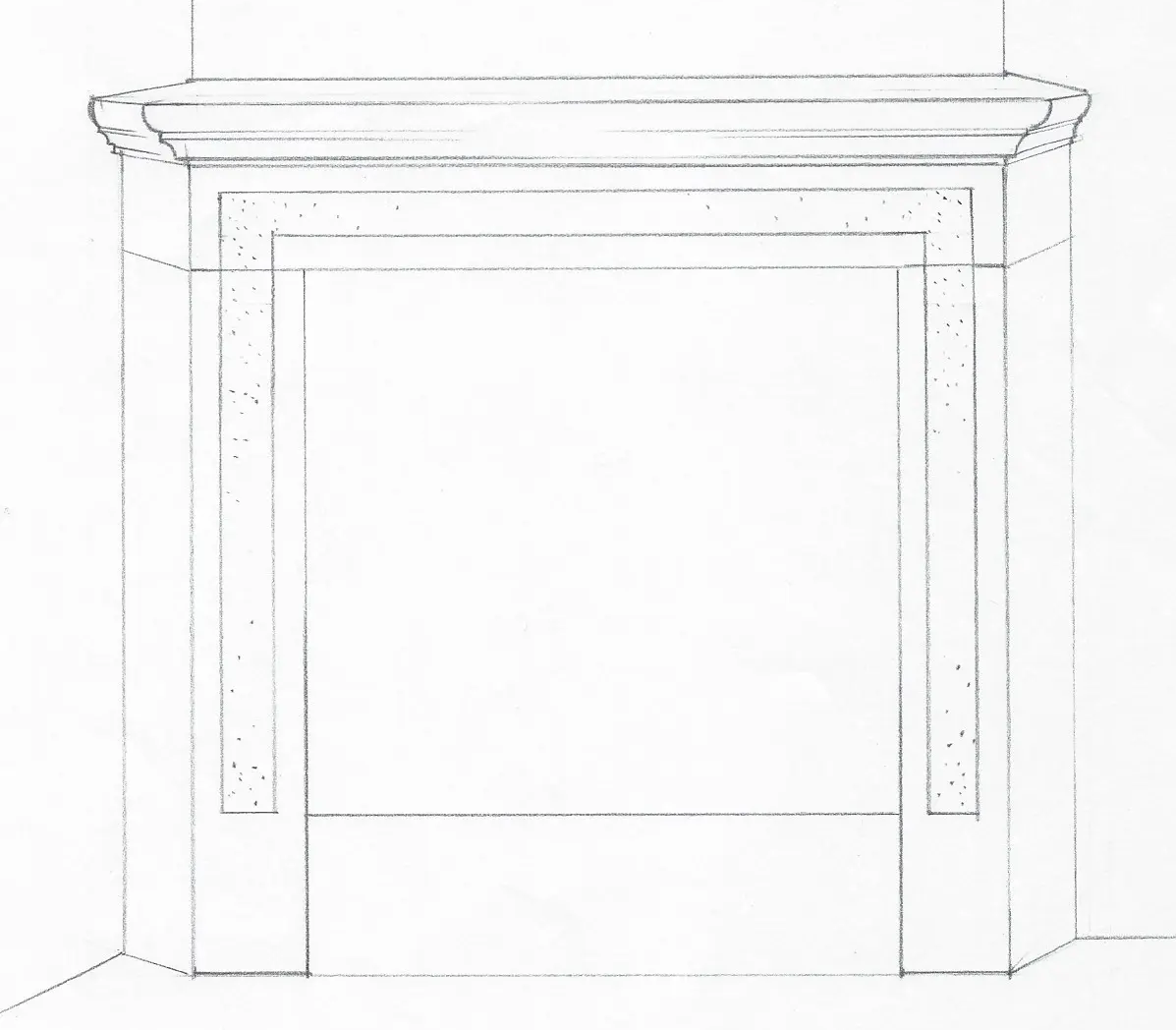 Progetto - disegno per la cornice del camino in pietra naturale